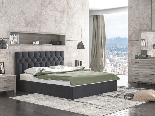 Trunk Bed N63 Black Fabric & Ash Grey Furniture