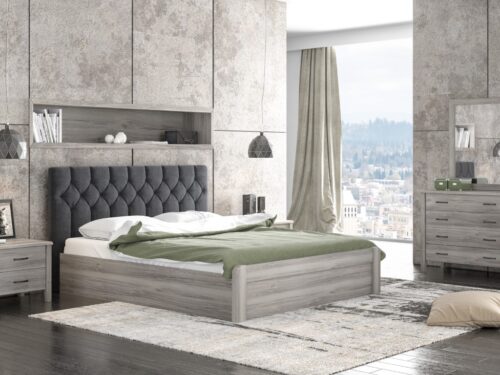 Trunk Bed N56 With Black Fabric & Ash Grey Furniture