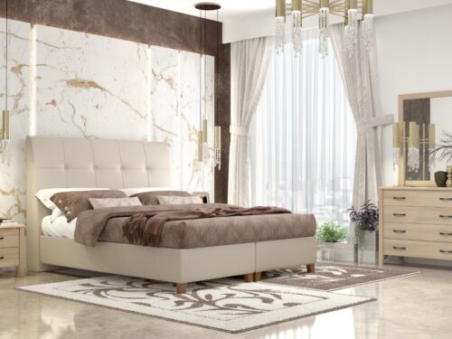 Trunk Bed N60 Beige Technoderma & Latte Furniture