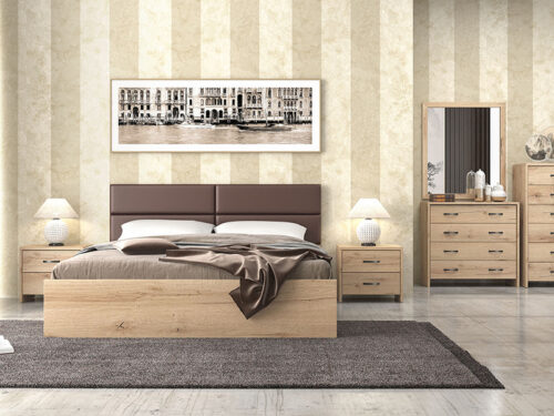 Bed N6 With Brown Technoderma & Honey Furniture