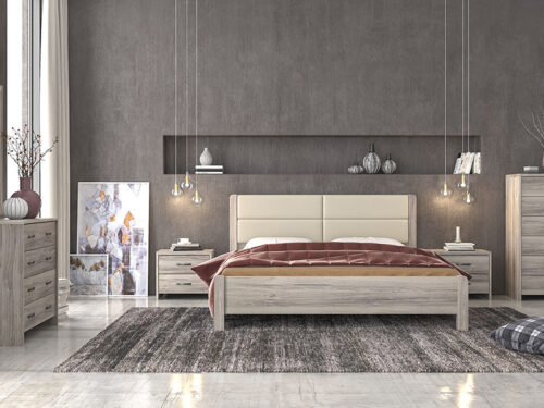 Bed N45d With Beige Technoderma & Ash Grey Furniture
