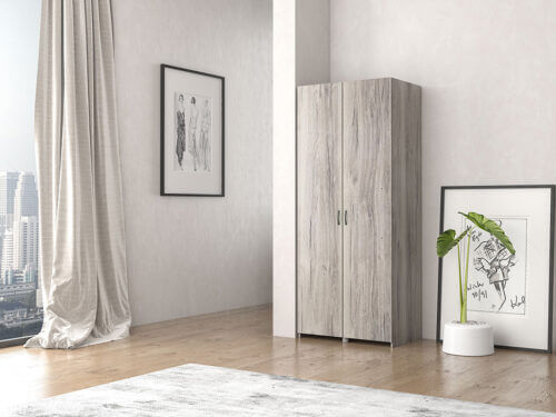 Wardrobe Without Drawers & Loft Ash Grey 2