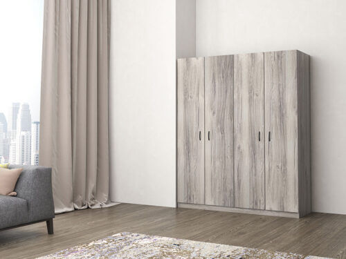 Wardrobe Without Drawers & Loft Ash Grey