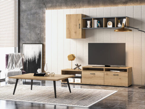 Composition N43 Only Ash Grey, Dark Oak, New Walnut Or Honey - Coffee Table N25 Honey