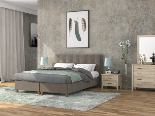 Trunk Bed N66 Light Grey Fabric & Latte Furniture