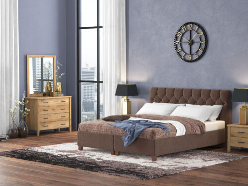 Trunk Bed N67 Brown Fabric & Honey Furniture